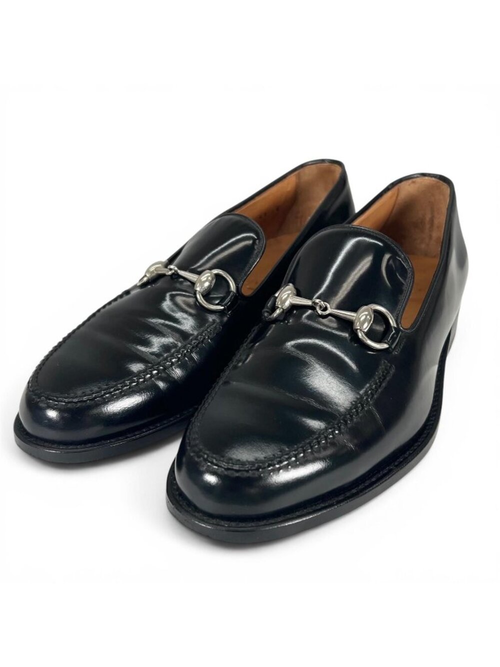 Gucci Horsebit Loafers Leather Shoes Black Silver